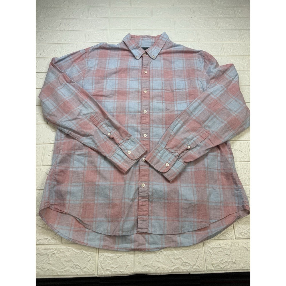 Bonobos Button Down Shirt Mens Sz XXL/2XL Slim Fit Blue/pink Gingham Plaid LS